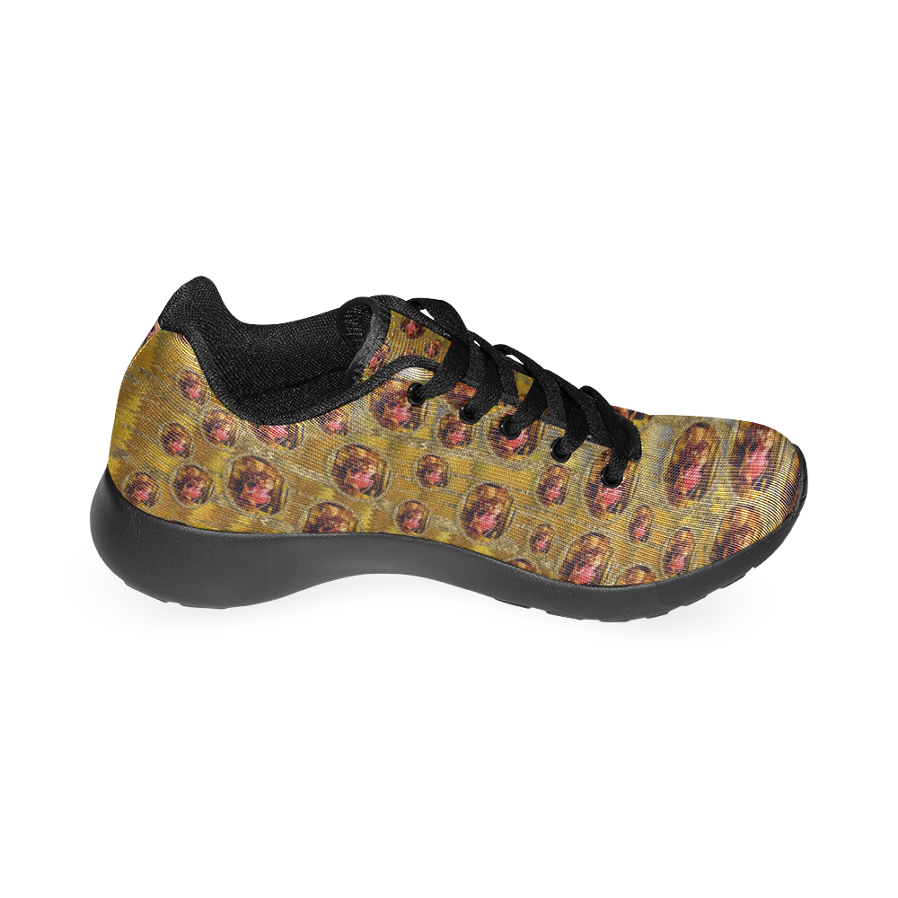 Angels in gold and flowers of paradise rocks Women's Running Shoes/Large Size (Model 020)