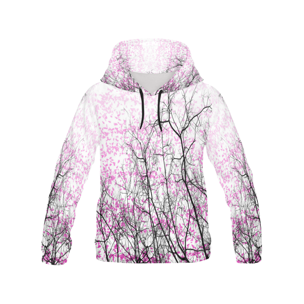 Cherry Blossom All Over Print Hoodie for Women (USA Size) (Model H13)