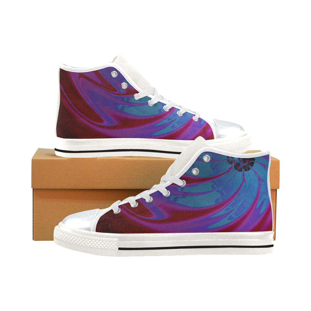 Red Satin Blood on the Ocean Fractal Abstract High Top Canvas Women's Shoes/Large Size (Model 017)