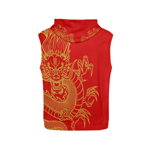 Golden Chinese Dragon All Over Print Sleeveless Hoodie for Men (Model H15)