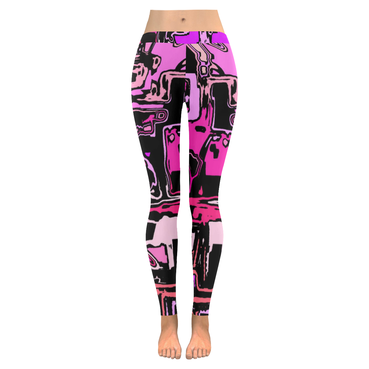 modern abstract 47B by JamColors Women's Low Rise Leggings (Invisible Stitch) (Model L05)