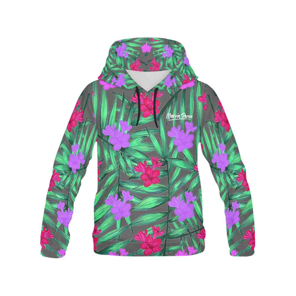 Tropic Flowers All Over Print Hoodie for Women (USA Size) (Model H13)