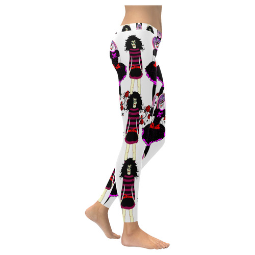 Day of the dead sugarskull friends - whitw leggings Women's Low Rise Leggings (Invisible Stitch) (Model L05)