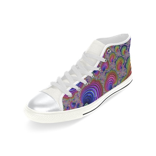 Trippy Hippie Rainbow Swirls Fractal Abstract High Top Canvas Women's Shoes/Large Size (Model 017)