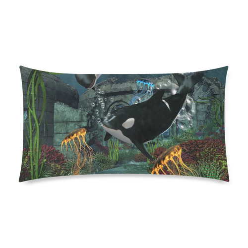 Amazing orcas Custom Rectangle Pillow Case 20"x36" (one side)