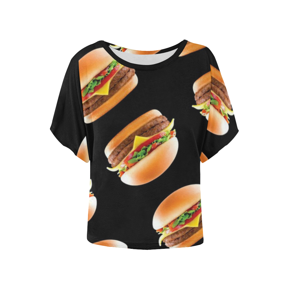 burger-56 Women's Batwing-Sleeved Blouse T shirt (Model T44)