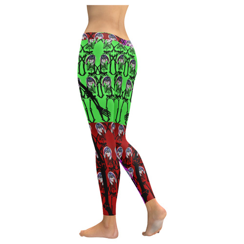 Skeleton sugarskull dancers - multo colored Women's Low Rise Leggings (Invisible Stitch) (Model L05)