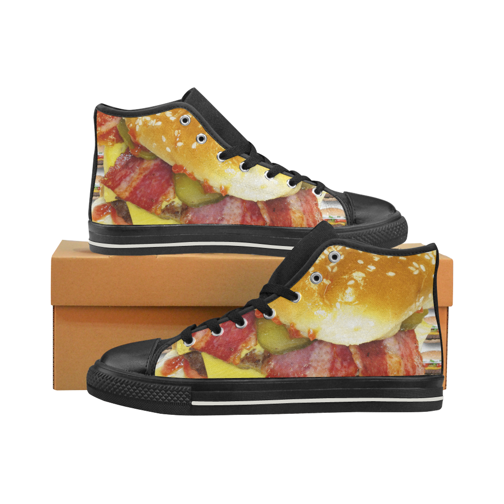 BACON CHEESEBURGER High Top Canvas Shoes for Kid (Model 017)