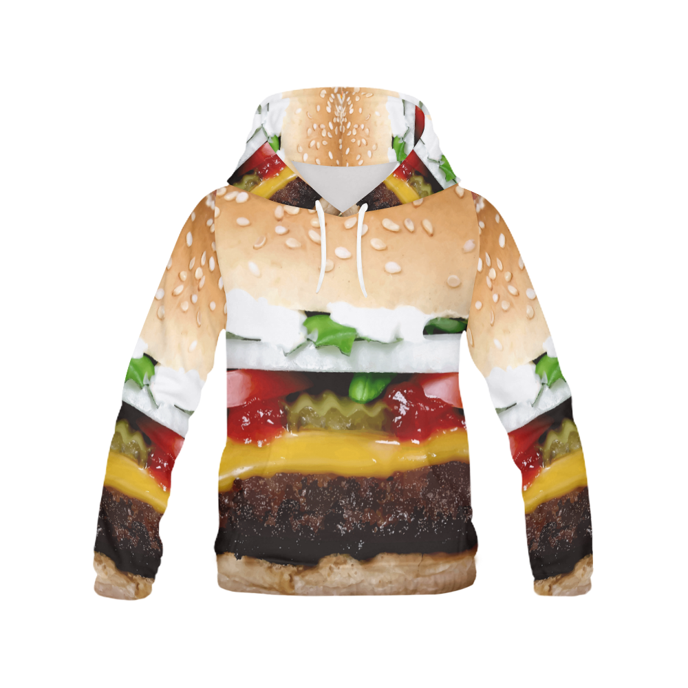 BIG BURGER 3 All Over Print Hoodie for Women (USA Size) (Model H13)