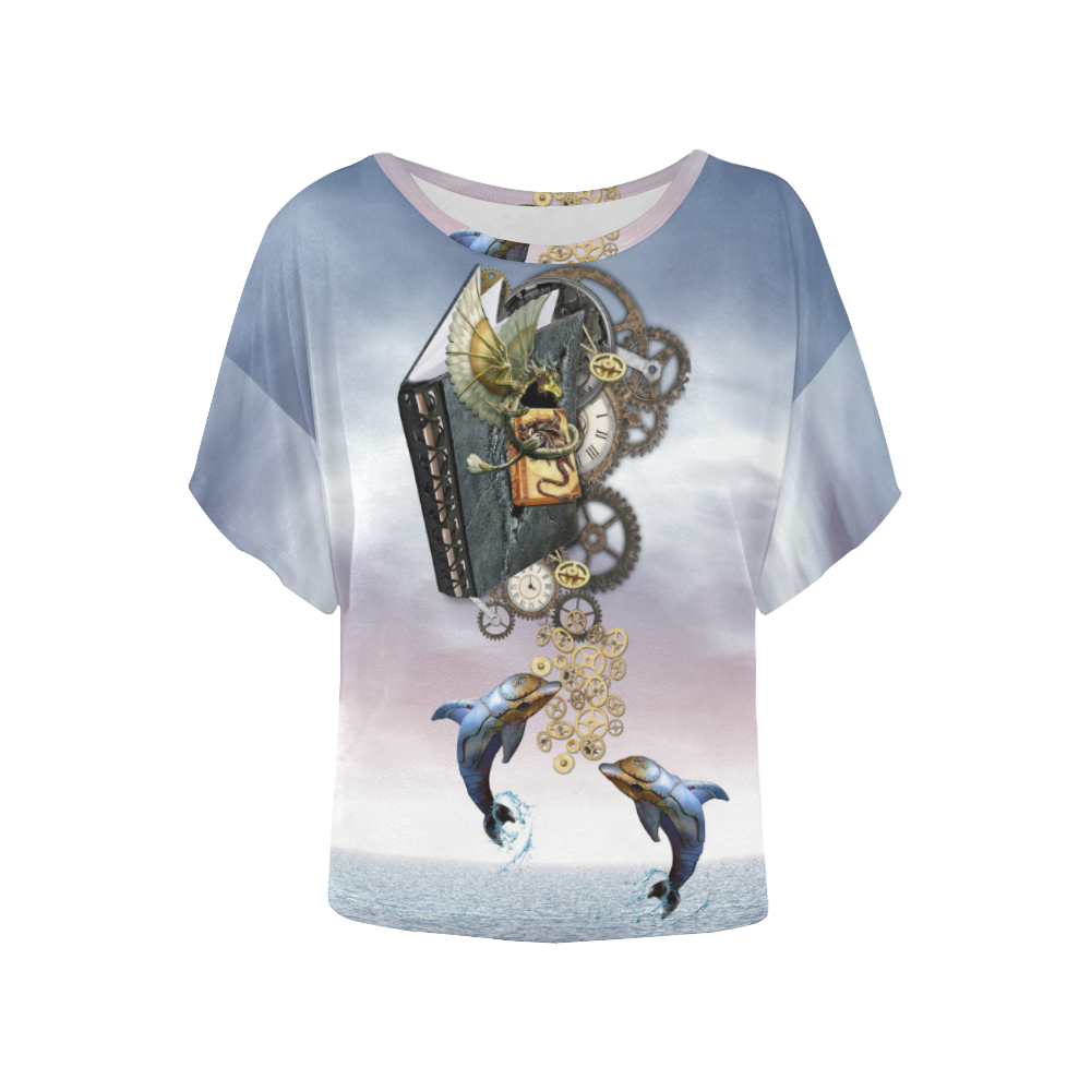 steampunk ocean story 2 Women's Batwing-Sleeved Blouse T shirt (Model T44)