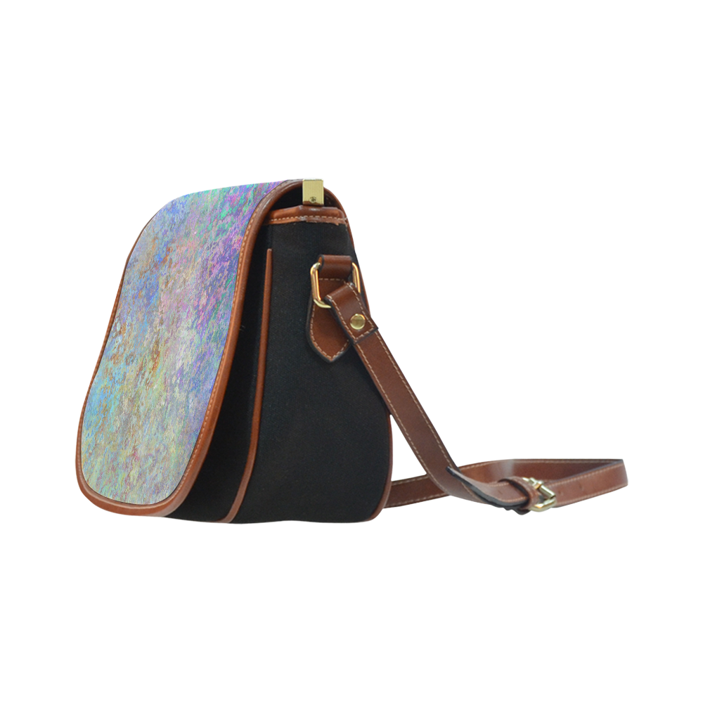 colorful blue purple abstract pattern Saddle Bag/Small (Model 1649)(Flap Customization)