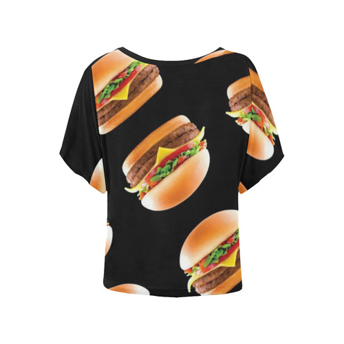 burger-56 Women's Batwing-Sleeved Blouse T shirt (Model T44)