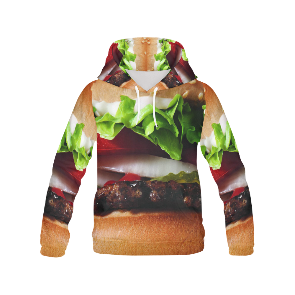 burger All Over Print Hoodie for Women (USA Size) (Model H13)