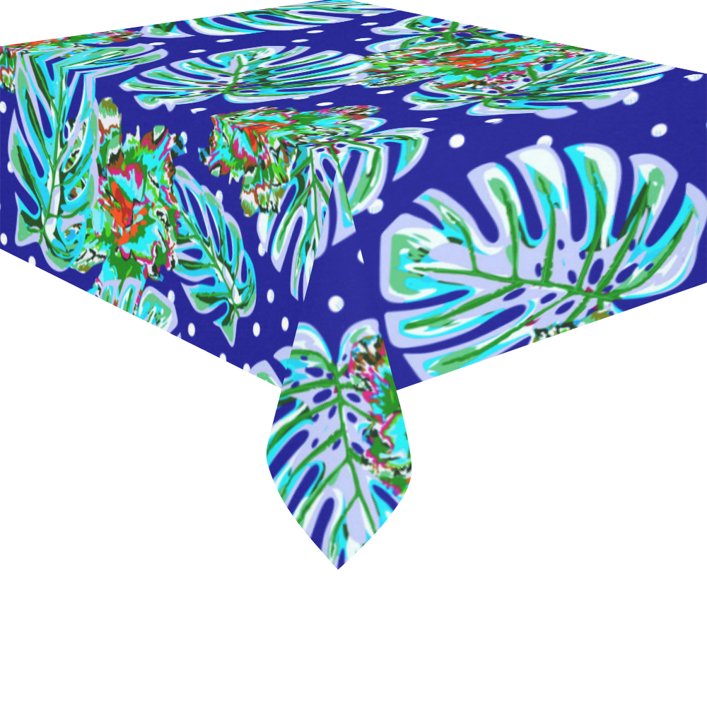 Monstera Leaves Christmas Dreams Floral Cotton Linen Tablecloth 52"x 70"