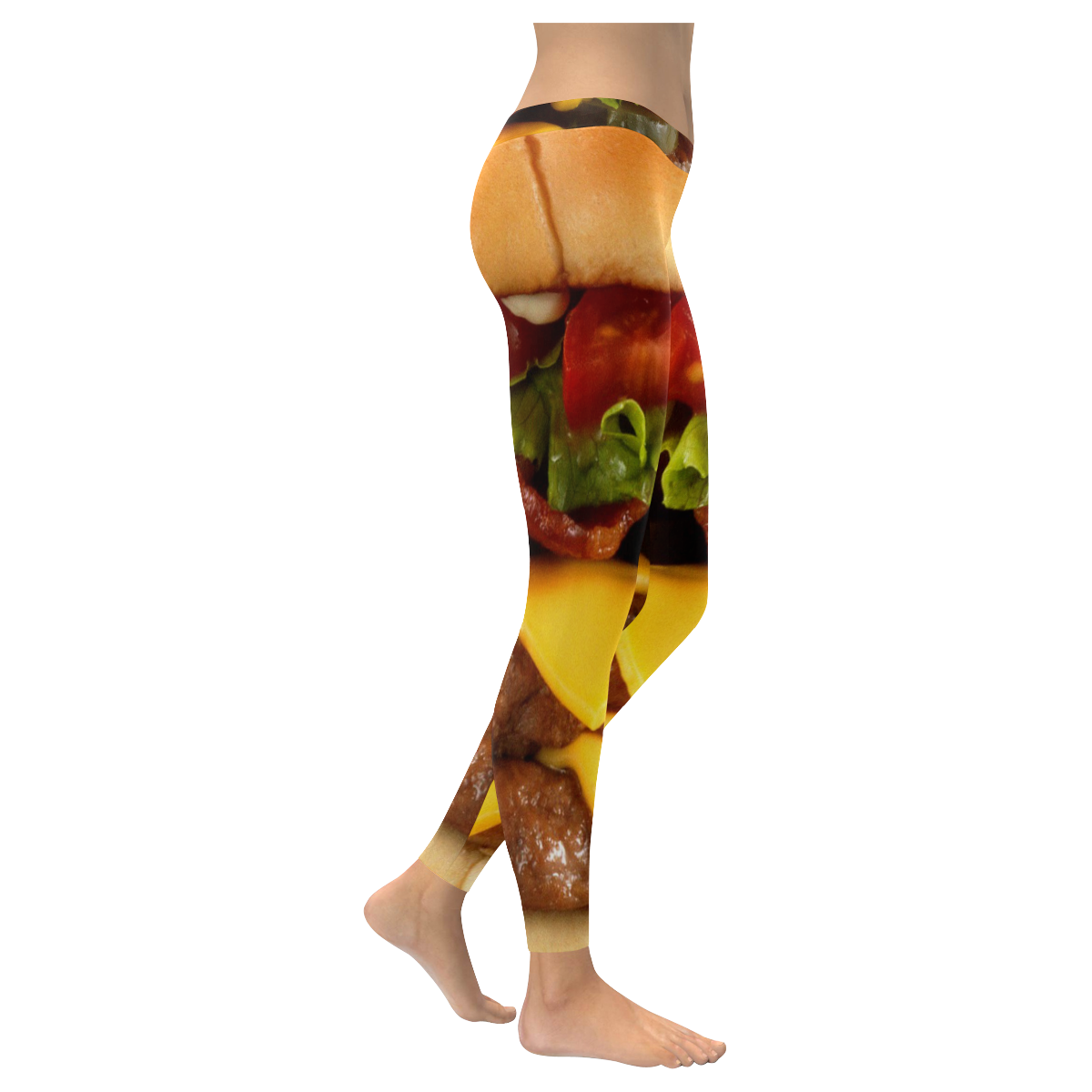 CHEESEBURGER (2) Women's Low Rise Leggings (Invisible Stitch) (Model L05)