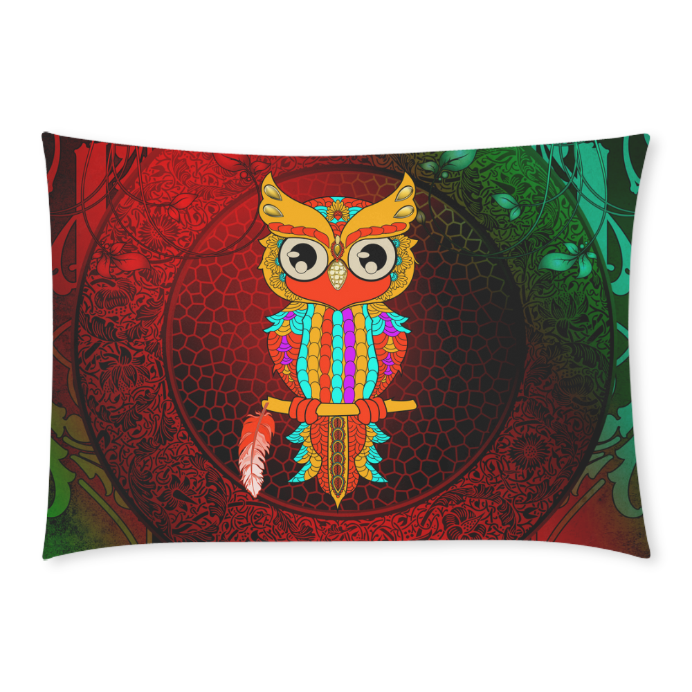 Cute owl, mandala design Custom Rectangle Pillow Case 20x30 (One Side)