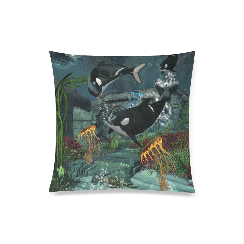 Amazing orcas Custom Zippered Pillow Case 20"x20"(Twin Sides)