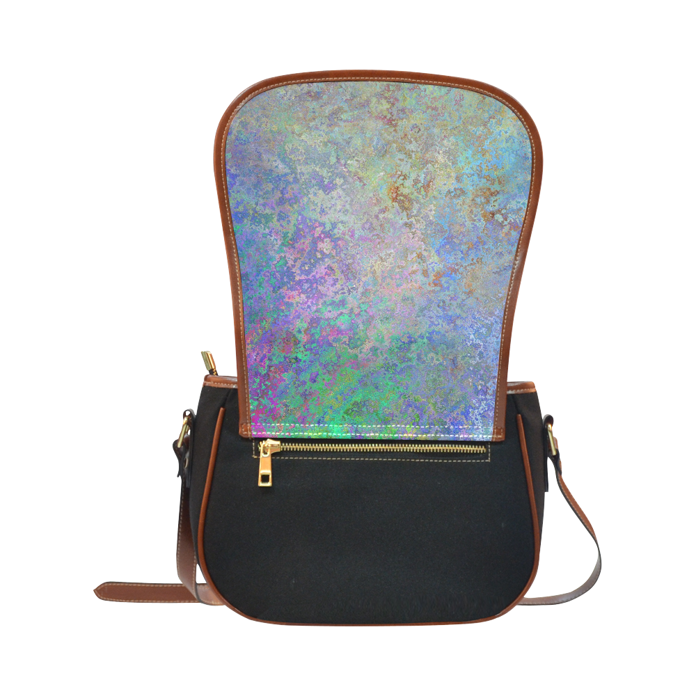 colorful blue purple abstract pattern Saddle Bag/Small (Model 1649)(Flap Customization)