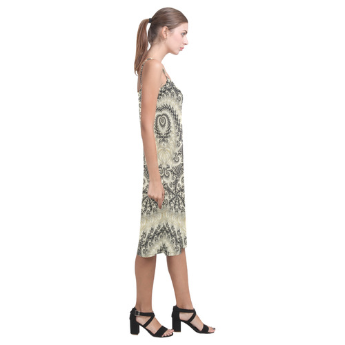 Frax Fractal Beige Black Alcestis Slip Dress (Model D05)