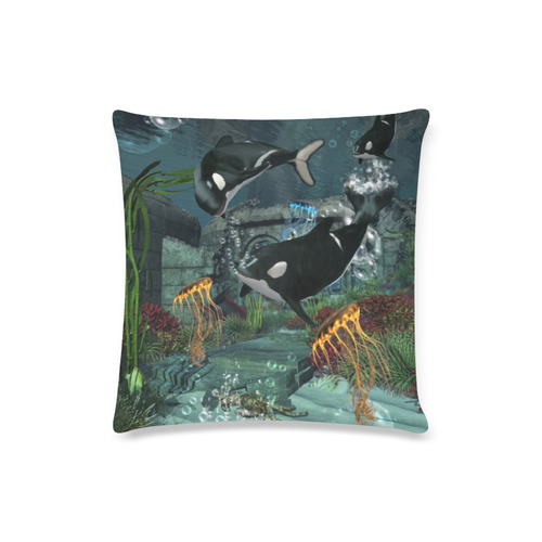 Amazing orcas Custom Zippered Pillow Case 16"x16"(Twin Sides)
