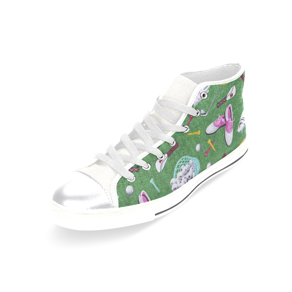 Ladies Tee Time Golf Women's Classic High Top Canvas Shoes (Model 017)