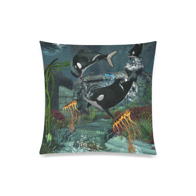 Amazing orcas Custom Zippered Pillow Case 20"x20"(Twin Sides)