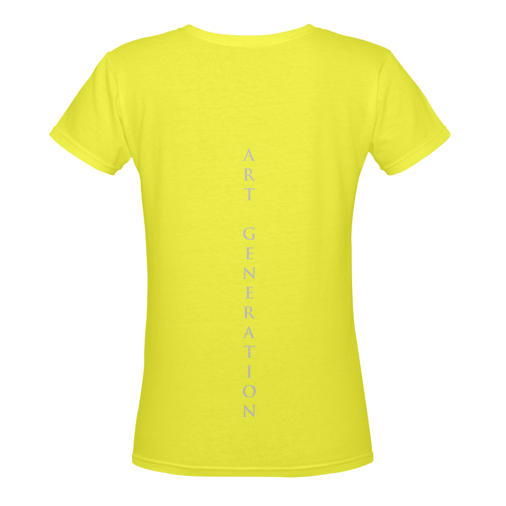 baby art yellow panthers Women's Deep V-neck T-shirt (Model T19)