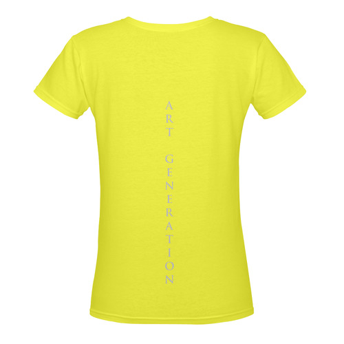 baby art yellow panthers Women's Deep V-neck T-shirt (Model T19)