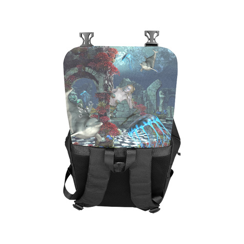Beautiful mermaid swimming with dolphin Casual Shoulders Backpack (Model 1623)
