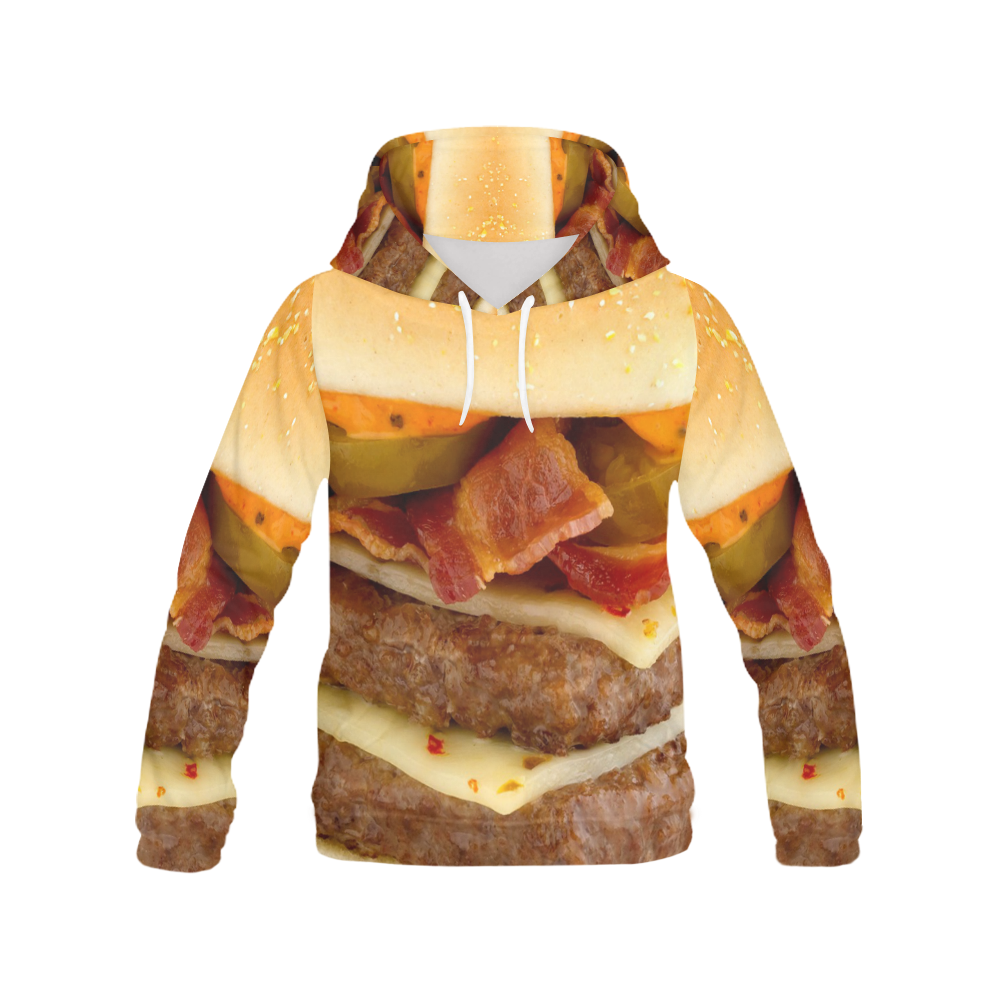 BURGER (2) All Over Print Hoodie for Women (USA Size) (Model H13)