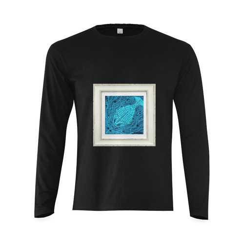 artistic blue fish Sunny Men's T-shirt (long-sleeve) (Model T08)