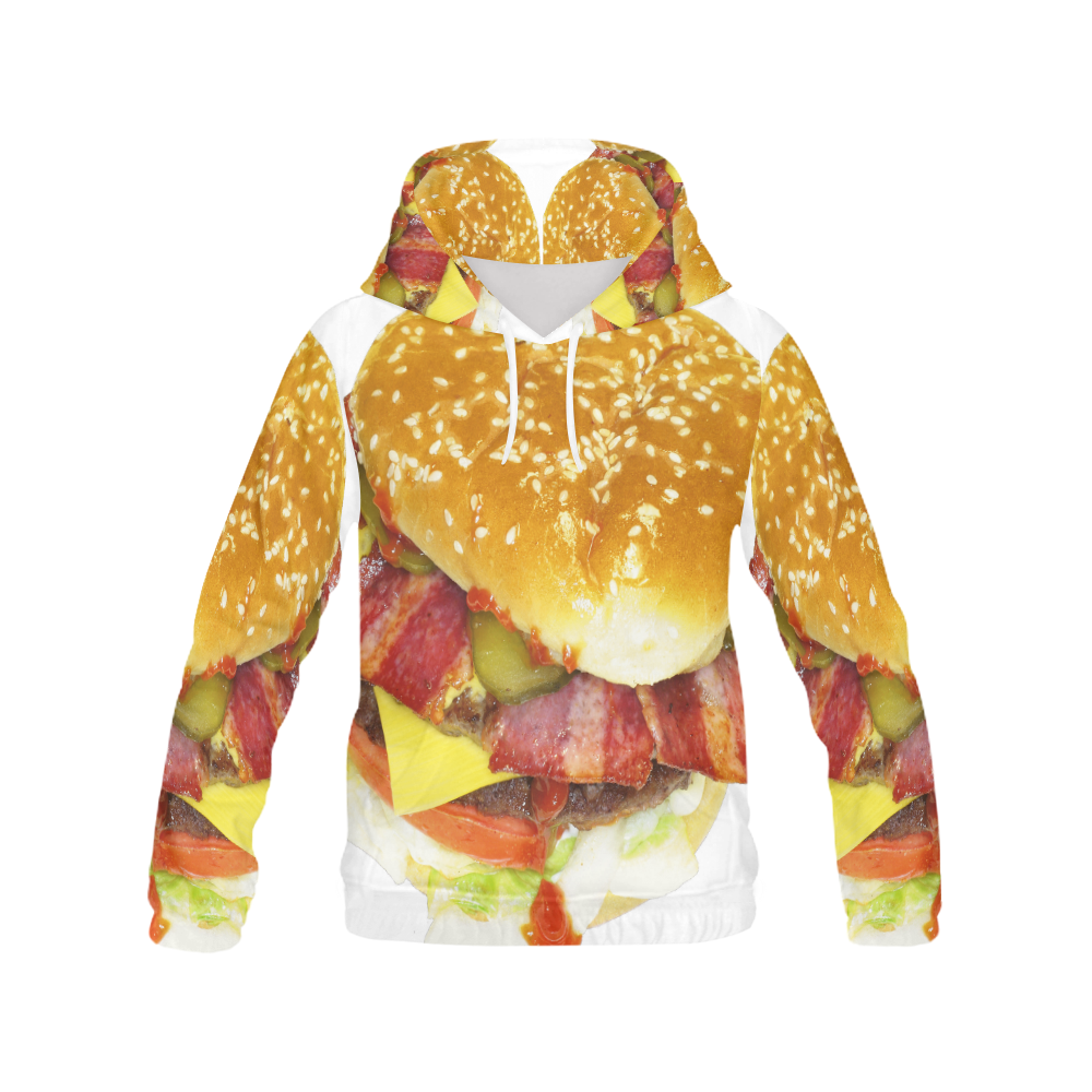 BACON CHEESEBURGER All Over Print Hoodie for Women (USA Size) (Model H13)