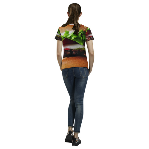 burger All Over Print T-Shirt for Women (USA Size) (Model T40)