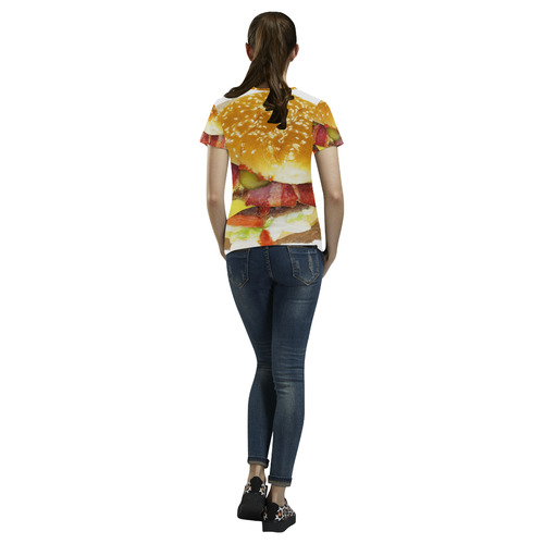 BACON CHEESEBURGER All Over Print T-Shirt for Women (USA Size) (Model T40)