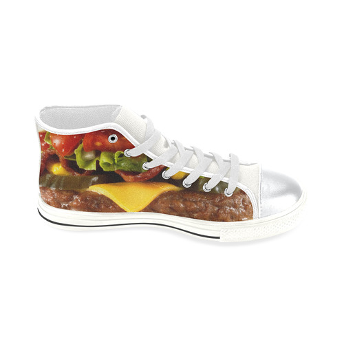 CHEESEBURGER (2) High Top Canvas Women's Shoes/Large Size (Model 017)
