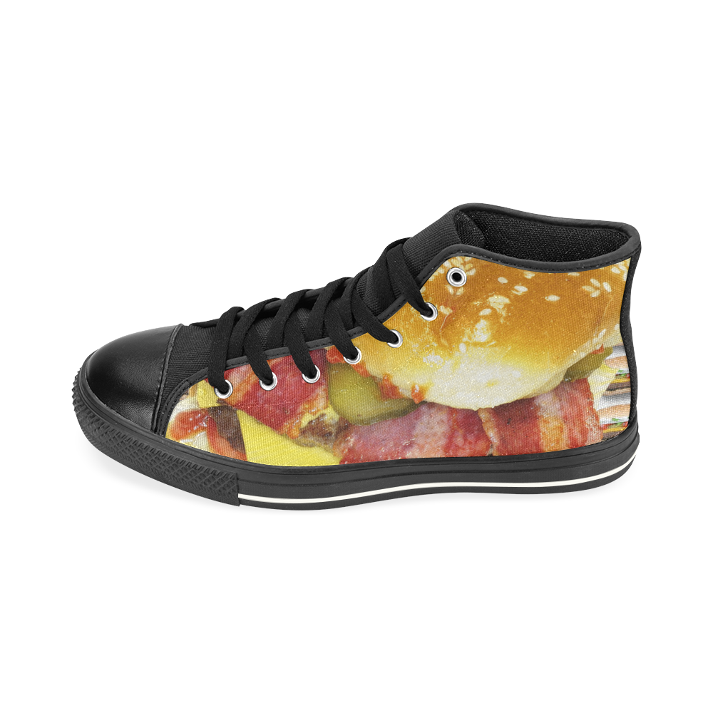 BACON CHEESEBURGER High Top Canvas Shoes for Kid (Model 017)