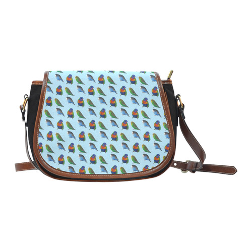 pattern bird blue parrot Saddle Bag/Small (Model 1649)(Flap Customization)