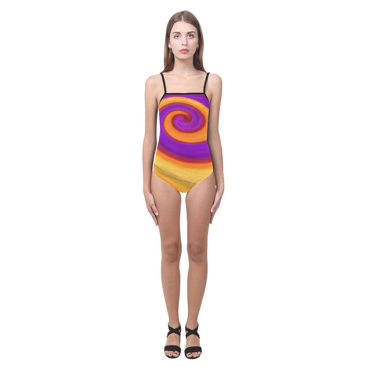 Abstract splash Strap Swimsuit ( Model S05)