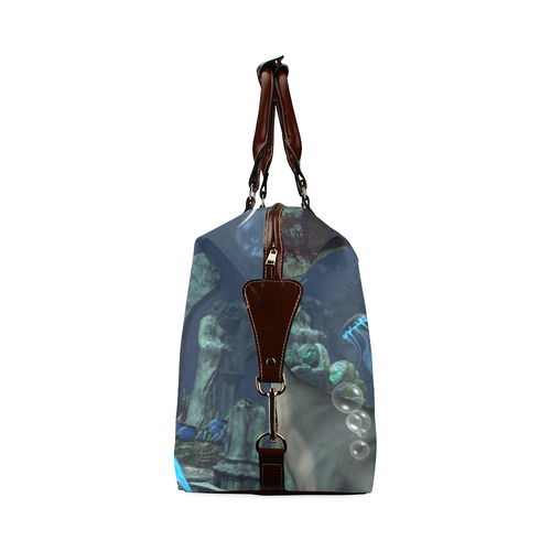Beautiful mermaid swimming with dolphin Classic Travel Bag (Model 1643) Remake