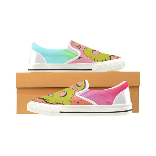 Colorful clouds yellow Slip-on Canvas Shoes for Kid (Model 019)