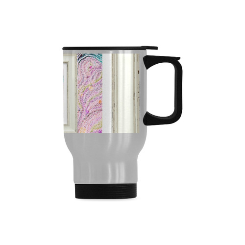 artistic pink fish Travel Mug (Silver) (14 Oz)