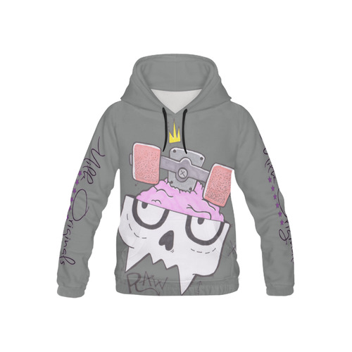 Raw dark grey All Over Print Hoodie for Kid (USA Size) (Model H13)