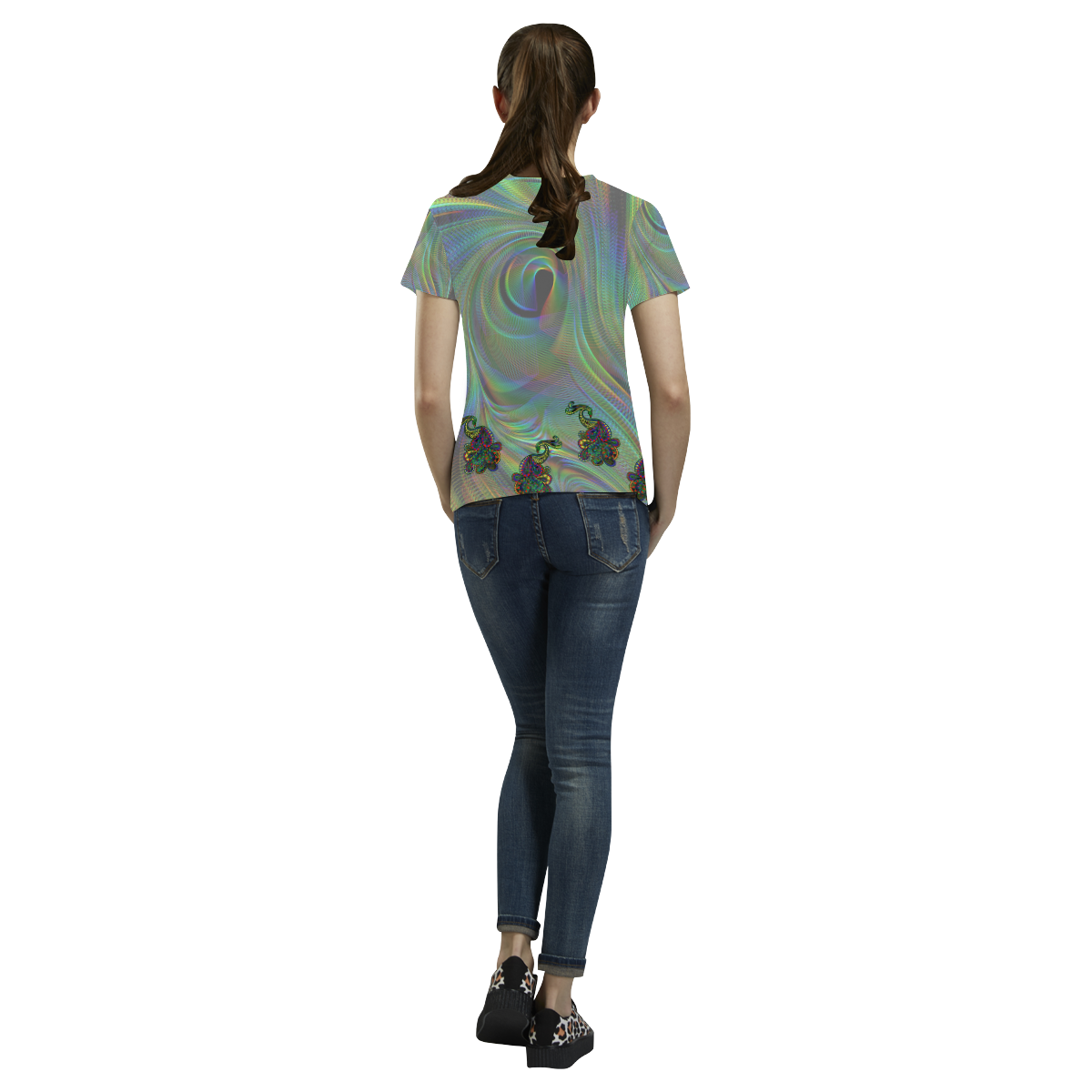 Abstract peacock drawing dress All Over Print T-Shirt for Women (USA Size) (Model T40)