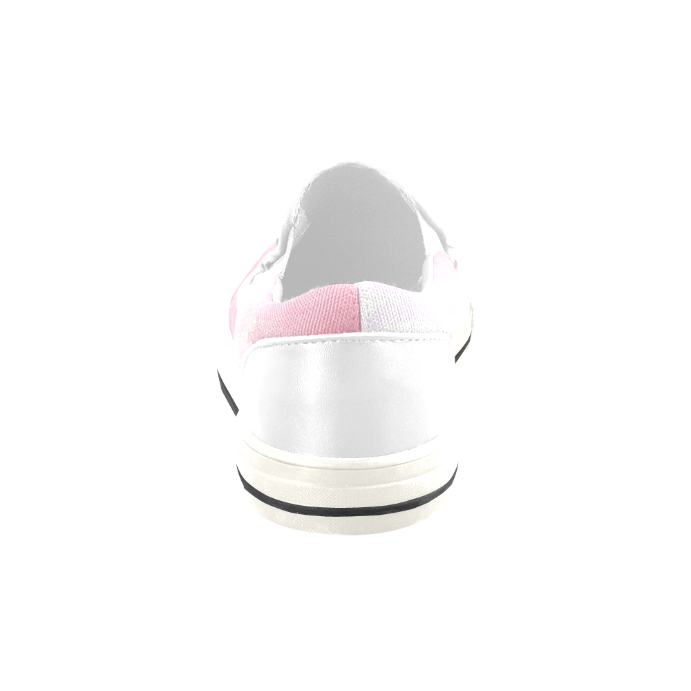 Black bun pink Slip-on Canvas Shoes for Kid (Model 019)