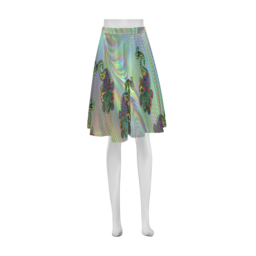 Abstract peacock drawing dress Athena Women's Short Skirt (Model D15)