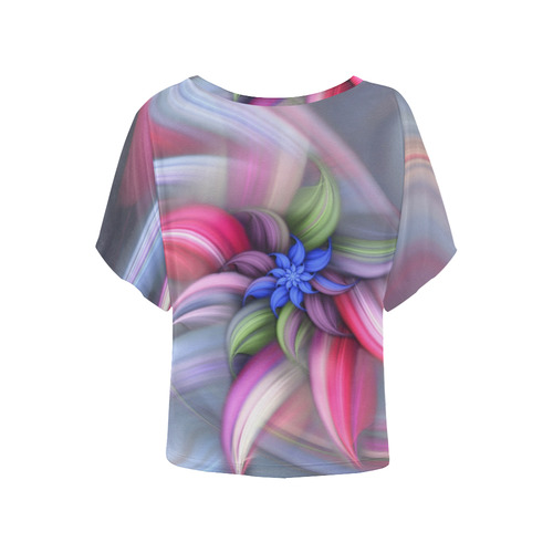 swirling patterns Women's Batwing-Sleeved Blouse T shirt (Model T44)