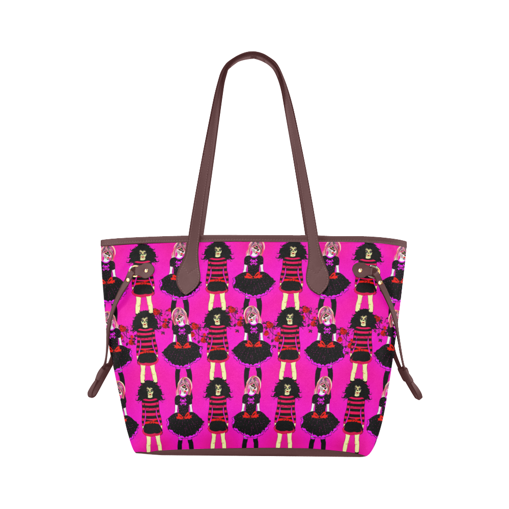 Day of the dead sugarskull friends - pink Clover Canvas Tote Bag (Model 1661)