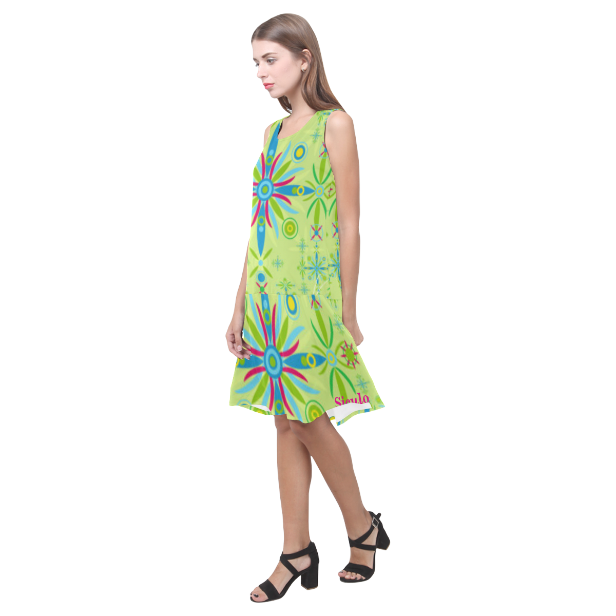 Siculo_ceramic_dress_vest Sleeveless Splicing Shift Dress(Model D17)