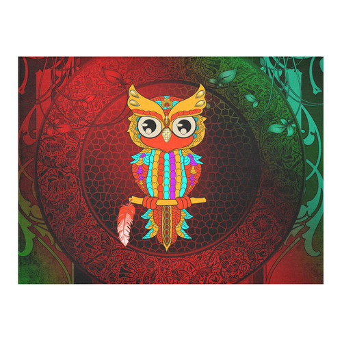 Cute owl, mandala design Cotton Linen Tablecloth 52"x 70"