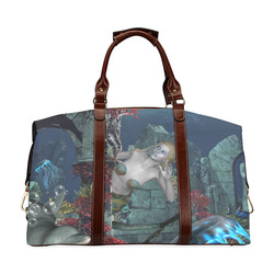 Beautiful mermaid swimming with dolphin Classic Travel Bag (Model 1643) Remake